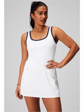 Fabletics Sporty Classic Built-In Short Dress White Collegiate Navy NWT Size XXL